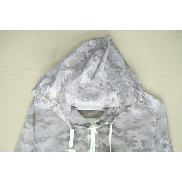 Zyia Gray Camo Light Windbreaker Jacket Zip Up Hoodie Performance Running Small - Picture 4 of 10